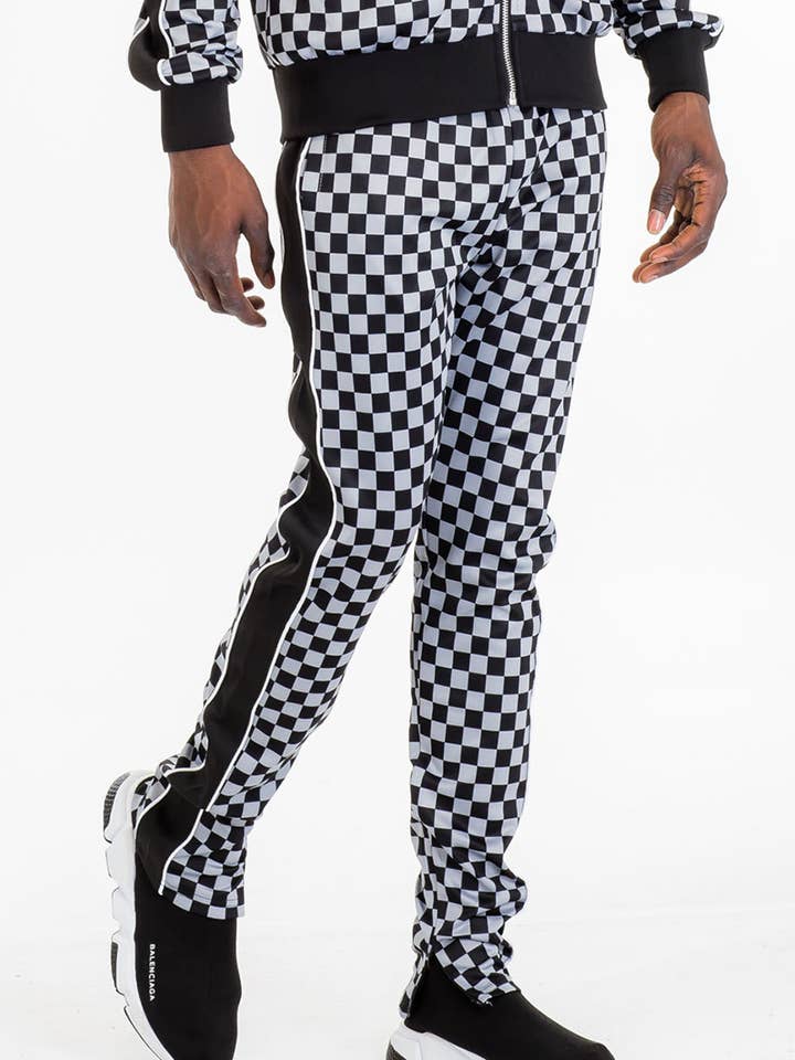 Full Checkered Print Track Pants for wholesale by WEIV