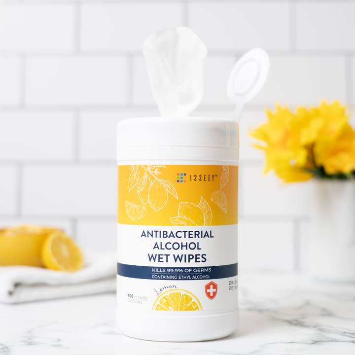 ISSEEY - Wholesale Face & body wipes - Antibacterial Alcohol Wet Wipes - Lemon (100 pcs)1