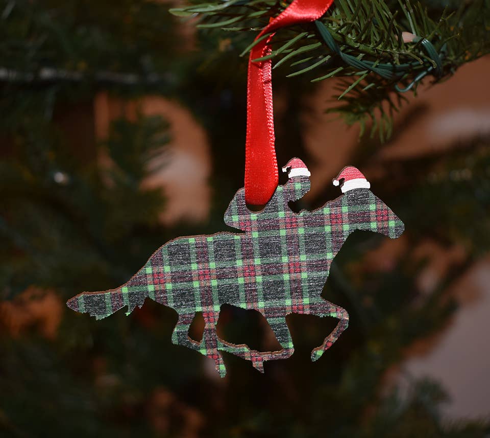 Layne Wilson - Wholesale Ornament - Derby Horse with Santa Hat Ornament2