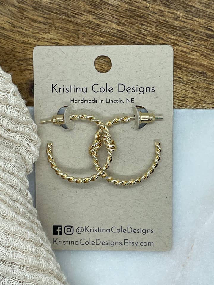 Gold Knotted Nautical Hoop Earrings for wholesale by Kristina Cole Designs