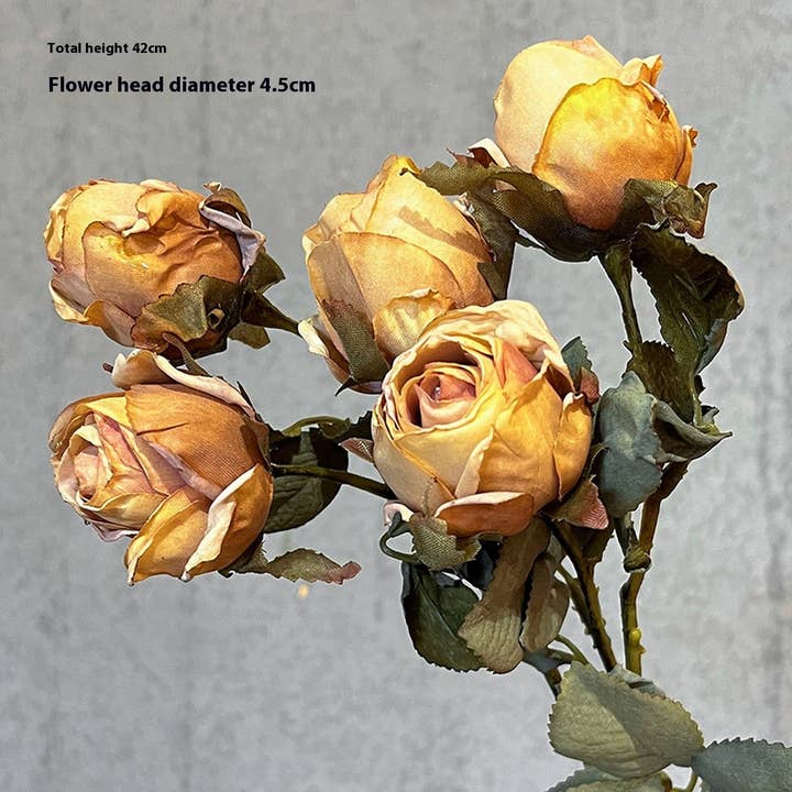 ACCITY - Wholesale Artificial Flowers - High-End Burnt Edge Rose Bouquet for Table Decor_CWMM65889