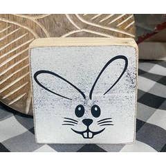 Dudley's Cottage & Gifts – wholesale Sign – BUNNY SHELF SITTER 4PK $2.00 EACH 3.25" X 3.25" X 1"4