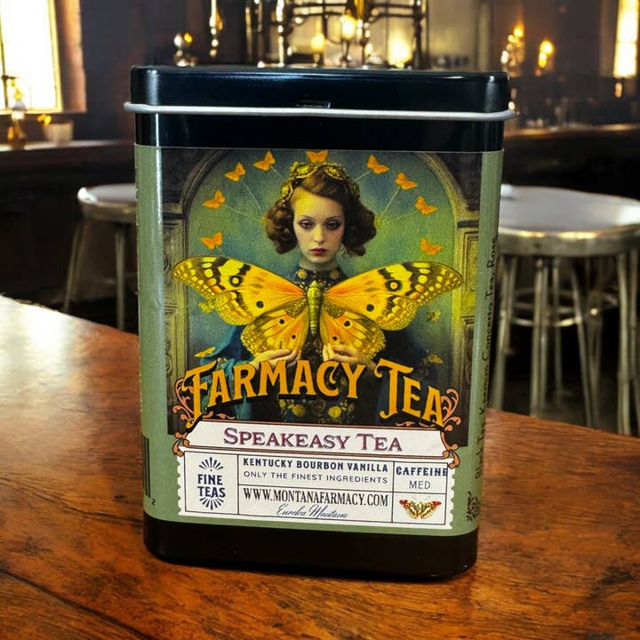 Montana Farmacy - Wholesale Loose Tea - Speakeasy Smoky Van Bour Tea TIN Travel on the go Vintage