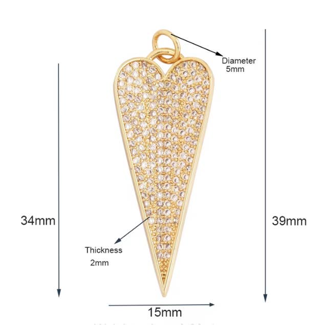 Pointed Pavé Heart Charm for wholesale by Deep South Originals Inc.