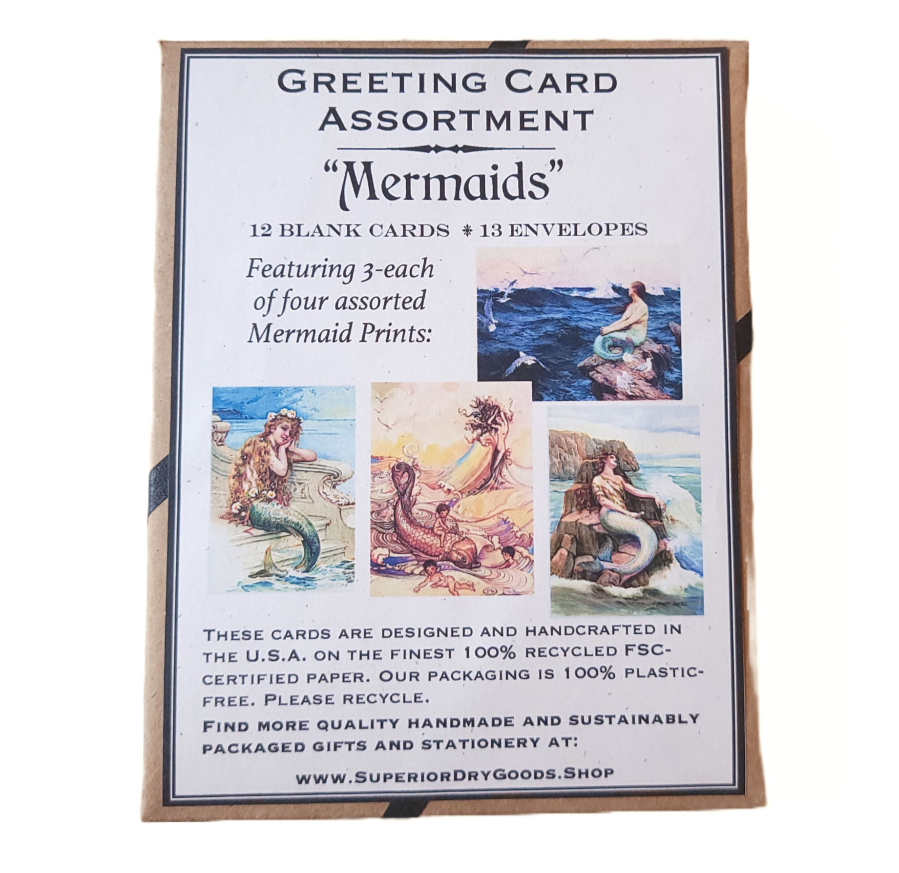 Superior Dry Goods - Wholesale Stationery/Notecard Set - &quot;Mermaids&quot; Recycled Note Cards | Boxed Set | Luxury1