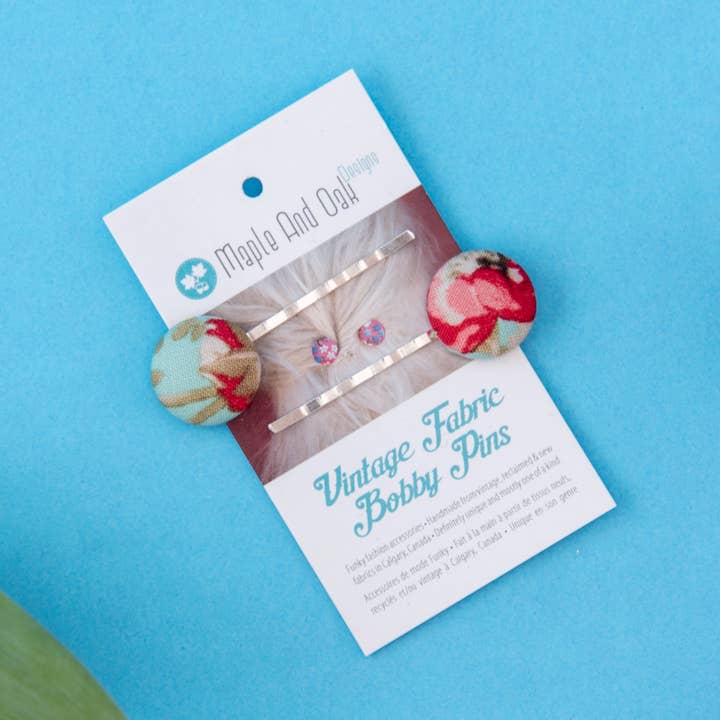 The Vintage Fabric Bobby Pins for wholesale by Maple and Oak Designs