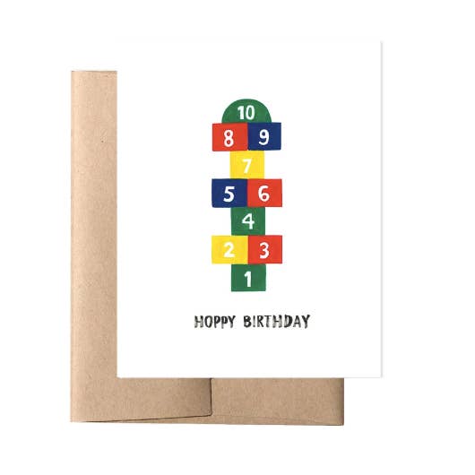 Forage Paper Co. - Wholesale Birthday Card - Hopscotch Kids Birthday Card, Primary Colors Card(Box of 8 )