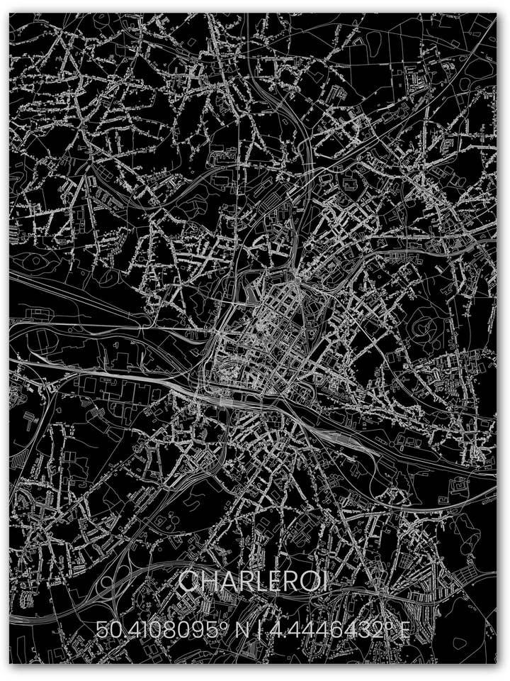 Metal citymap Charleroi for wholesale by Brandthout.