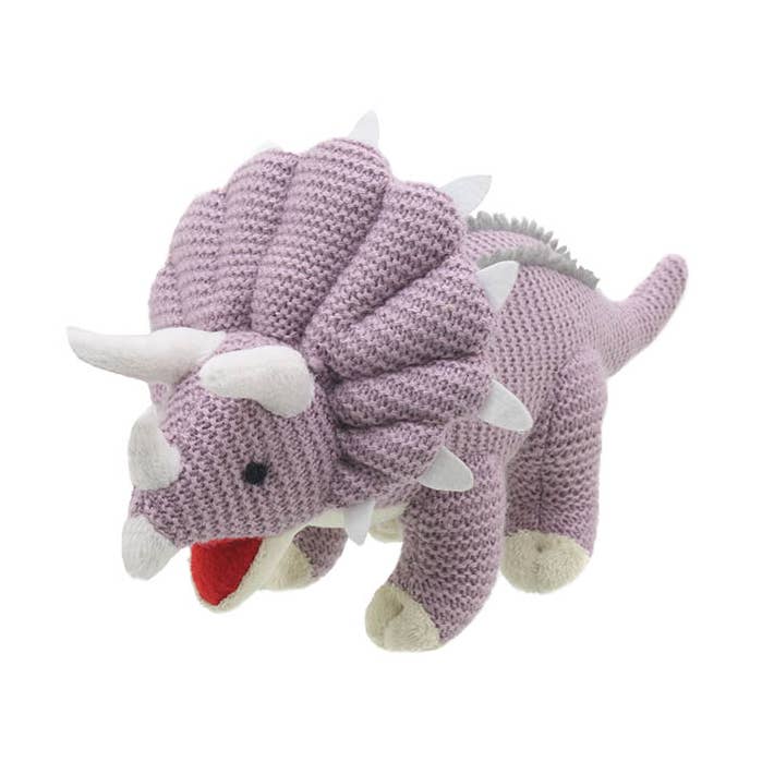 Triceratops (Lilás) - Pequeno - Wilberry Tricotado por atacado de The Puppet Company Ltd
