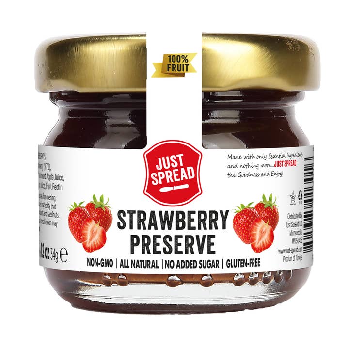 100% Fruit Preserve Strawberry 1.2 oz Only 4 Ingredients for wholesale by Just Spread