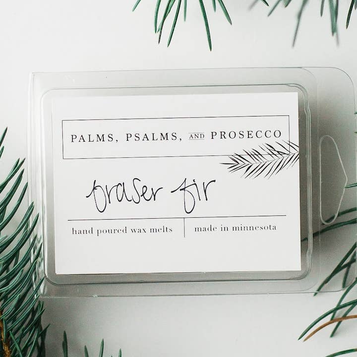 Fraser Fir Wax Melts for wholesale by Palms, Psalms, & Prosecco
