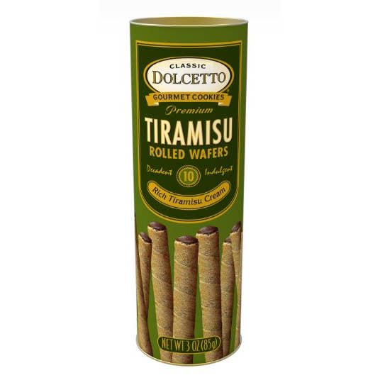 Sunflower Food Company - Wholesale Cookie - DOLCETTO TIRAMISU WAFER ROLLS (3 oz canister)