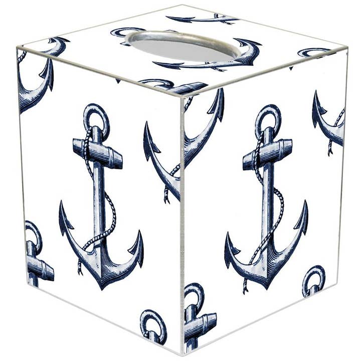 TB2978-Vintage Anchor White Tissue Box Cover for wholesale by Marye-Kelley