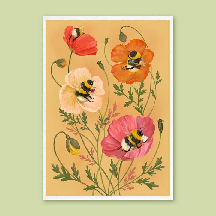 Art Print - Bumblebee Bibliophiles for wholesale by Anna Seed Art