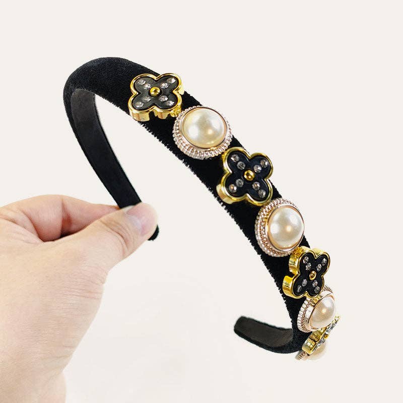 Ole - Wholesale Fashion Headband - Women's - Clover Pearl Acrylic Headband L32783