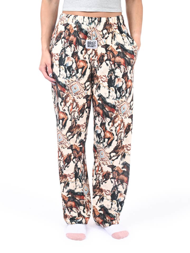 BRIEF INSANITY – Großhandel Schlafanzughose – Damen – Rustikale Pferde-Pyjamahose