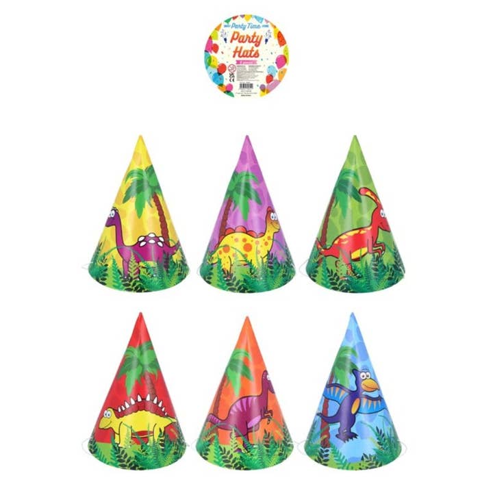 Dinosaur Party Cone Hats (16.5cm) for wholesale by Kids Party Craft
