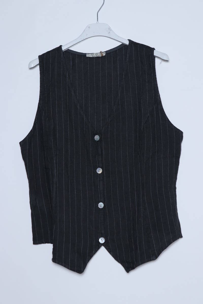 LÉA & LUC - Wholesale Button Down Shirt - Women's - Sleeveless shirt in 100% Linen REF. 51702