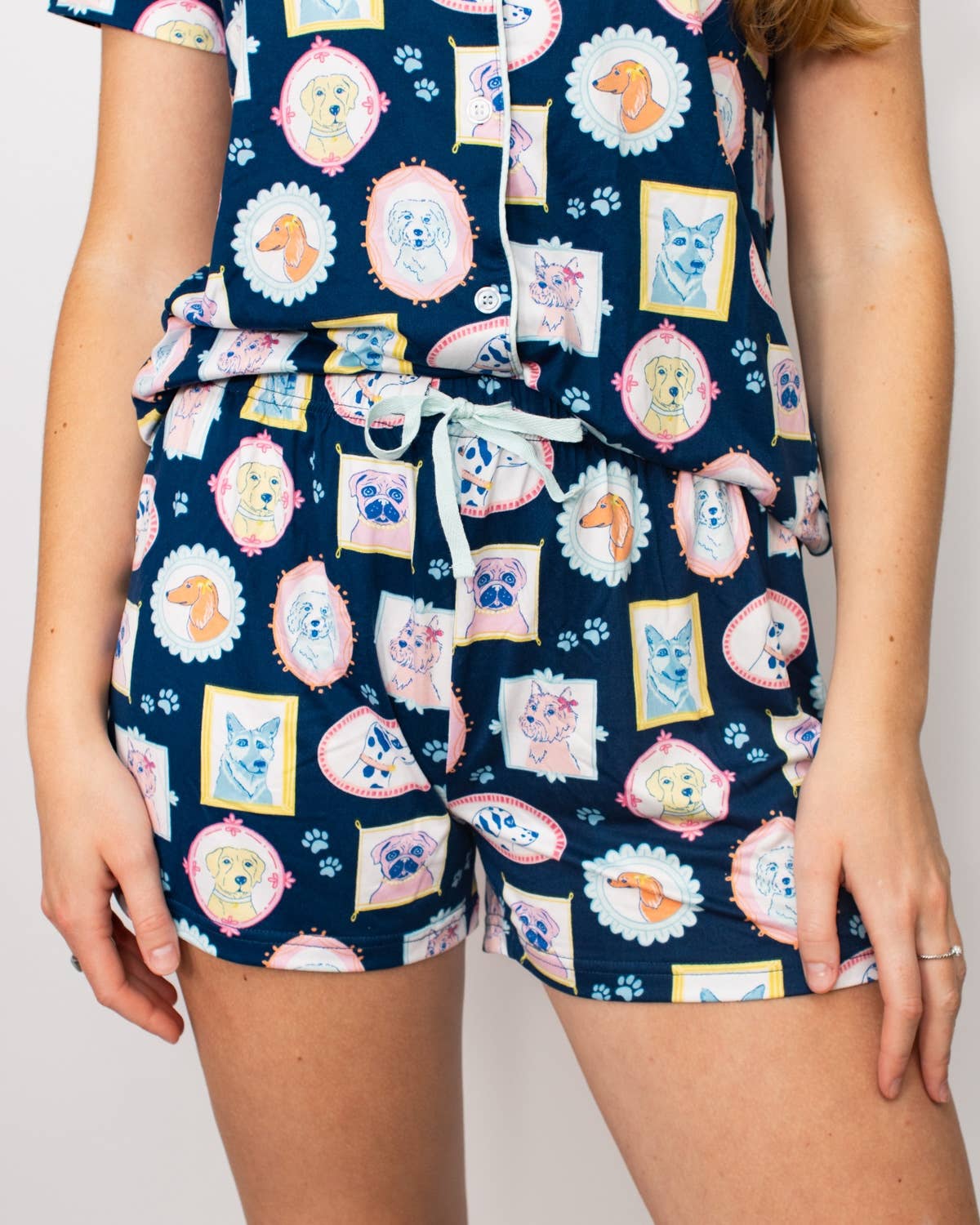 The Royal Standard - Wholesale Sleepwear Bottom - Women's - Royal Pups Sleep Shorts   Royal/Multi   -Asst.2