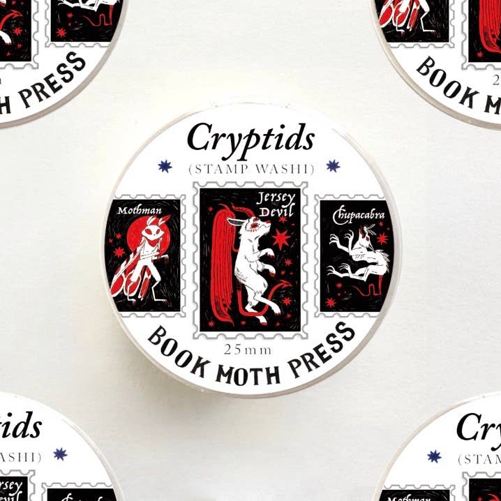 Shelley Couvillion - Wholesale Washi Tape - Cryptids Stamp Washi Tape / Dark Academia / bookish