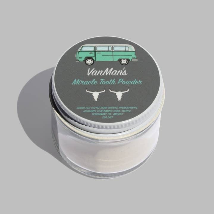 The VanMan Company - Vente Dentifrices - Poudre dentaire VanMan's Miracle - Mint-Bone 2 oz