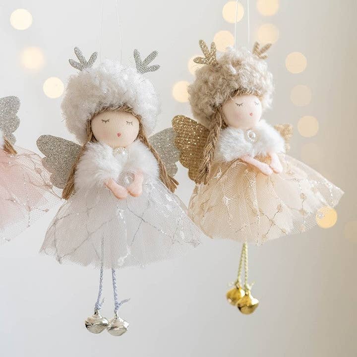 FurDecoration - Wholesale Ornament - Christmas Fluffy Angel Girl Ornament With Antlers5