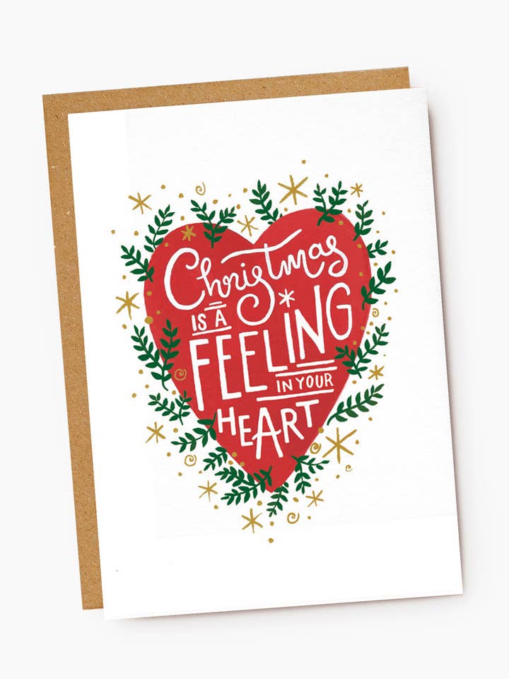 Christmas Is A Feeling In Your Heart Christmas Card for wholesale by Jade Fisher