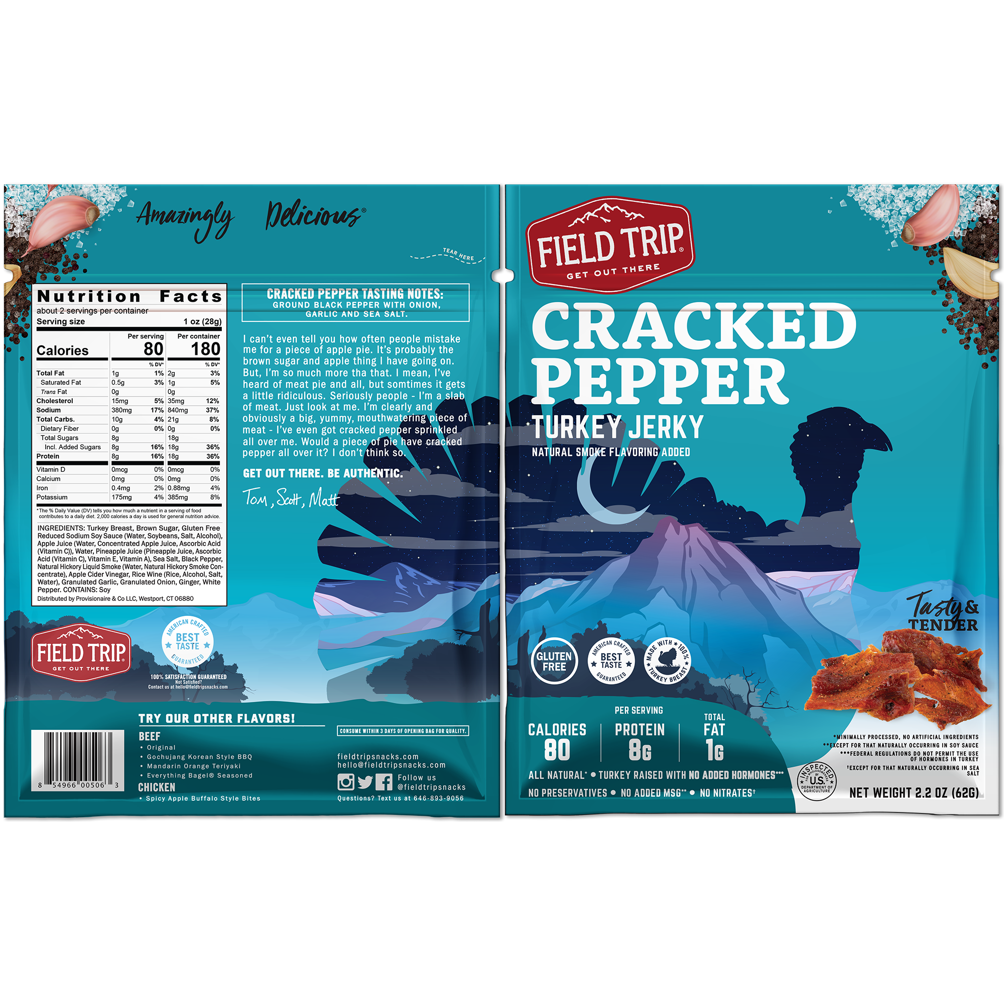 FIELD TRIP - Wholesale Jerky - Cracked Pepper Turkey Jerky (2.2oz)1