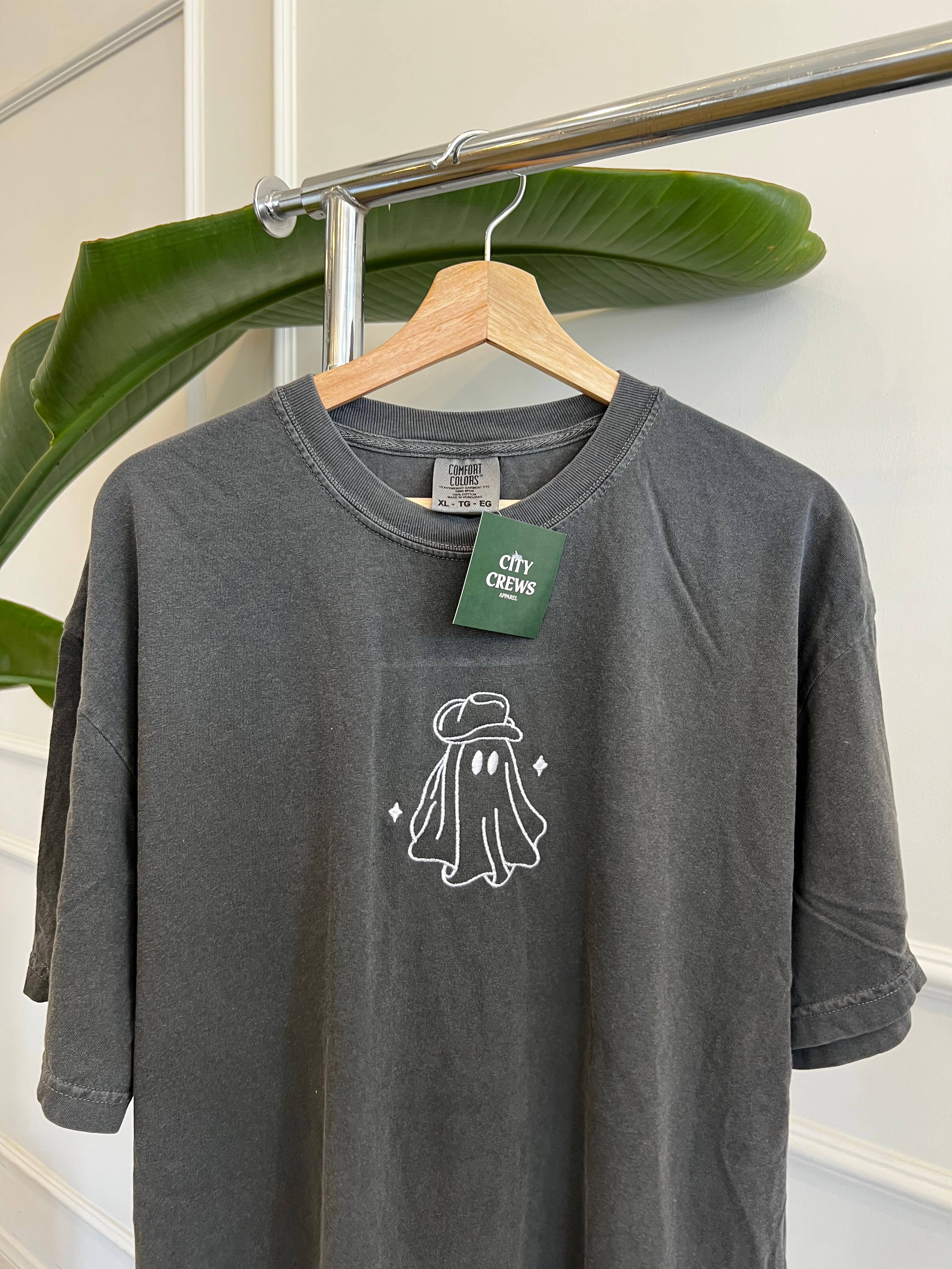 City Crews Apparel - Wholesale T-Shirt - Women's - Cowboy Ghost Tee, Embroidered Ghost Shirt, Fall Tshirt4