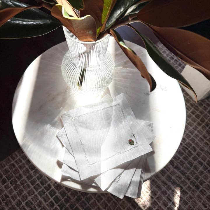 Casey Jo Paper Co. - Wholesale Dinner & Cloth Napkin - Olive Martini Embroidered Cocktail Napkin Set2