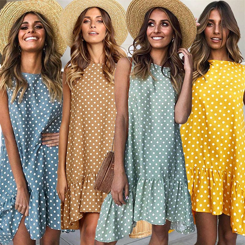 Sharon Tatem Fashion LLC - Wholesale Dress - Women's - Dress Sexy Boho Beach Sundress Women Floral Printed Polka Dot50