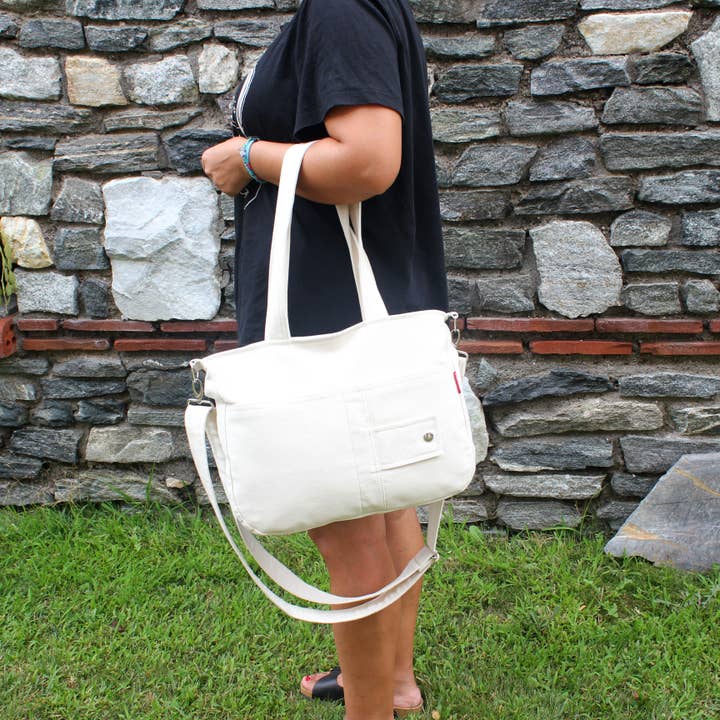 Schoudertas van wit canvas voor Mother Girlfriend Love Nurse voor wholesale door hippirhino