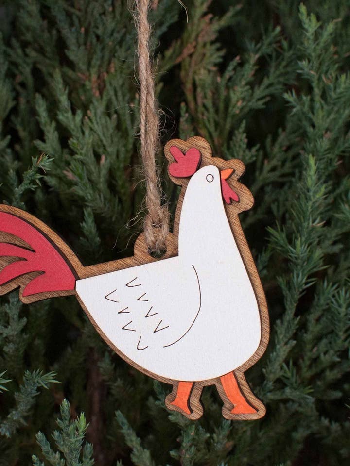 Chicken Christmas Ornament for wholesale by The Little Ornament Shop