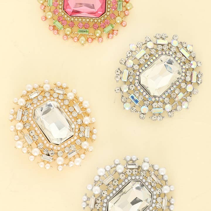 Crystal and Rhinestone Pave Brooch Pin for wholesale by SP Sophia Collection