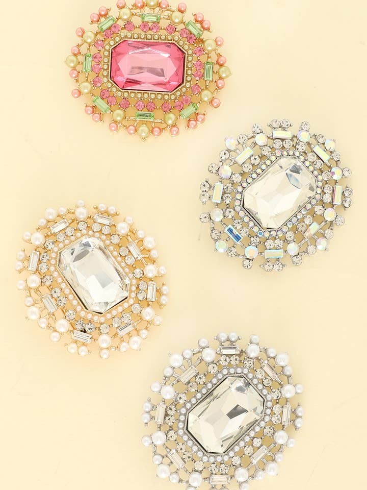 Crystal and Rhinestone Pave Brooch Pin for wholesale by SP Sophia Collection