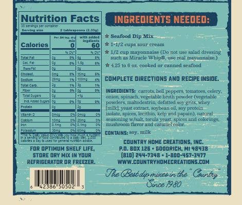 Country Home Creations - Wholesale Dip - Coastal Kitchen Seafood Dip Mix1