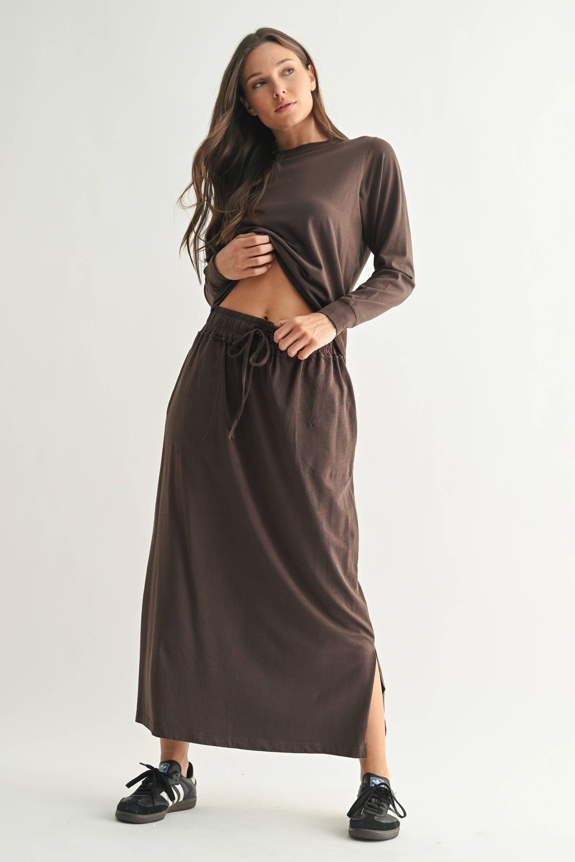 Mono B - Vendita all'ingrosso Maglietta - Donna - Maglia a Maniche Lunghe in Cotone Pima Stonewash a Taglio Ampio27