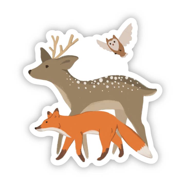 Big Moods - Wholesale Sticker - Deer, Fox & Owl Winter Sticker