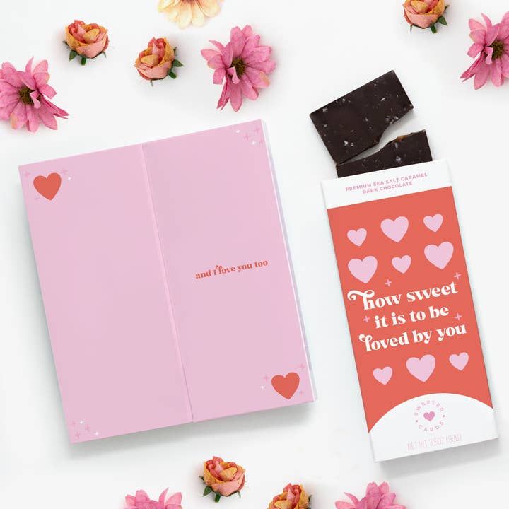 Sweeter Cards Chocolate Bar + Greeting Card in ONE! - Venta al por mayor Chocolate - Tarjeta de felicitación de chocolate: Qué dulce es ser amado por ti