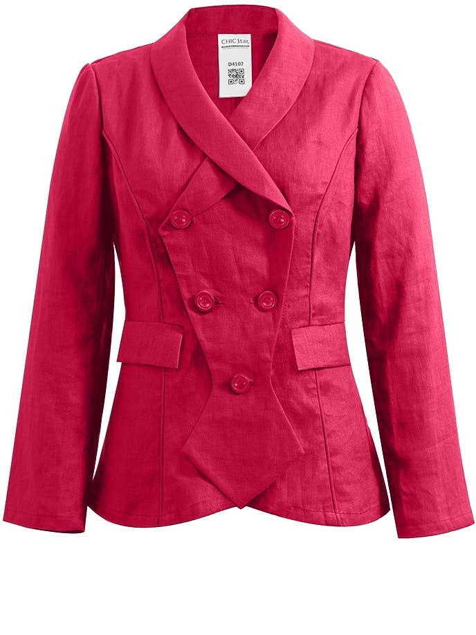 Chique blazerjack van sterrenlinnen voor babydoll in rood 062124 voor wholesale door CHIC STAR