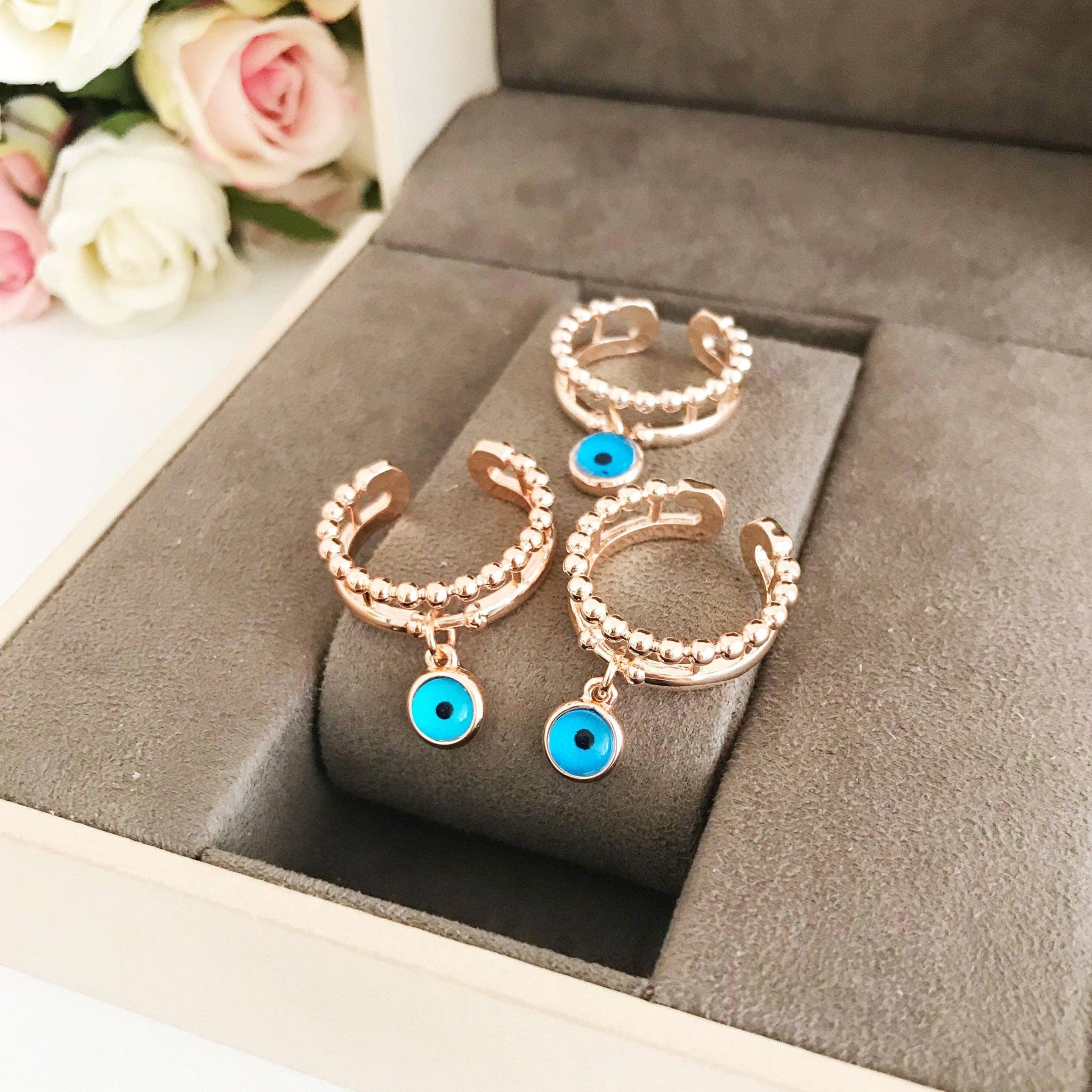 Evileyefavor - Wholesale Cocktail/Statement Ring - Greek Evil Eye Charm Ring