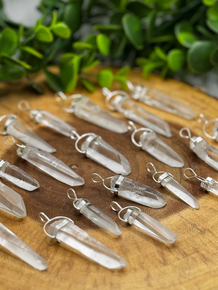 Lemurian Quartz Sterling Silver Pendant for wholesale by Moonbeam Healing