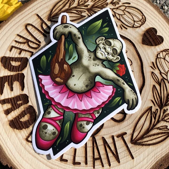 Pegatina de vinilo Ballerina Troll para venta al por mayor de Pure Dead Brilliant Store