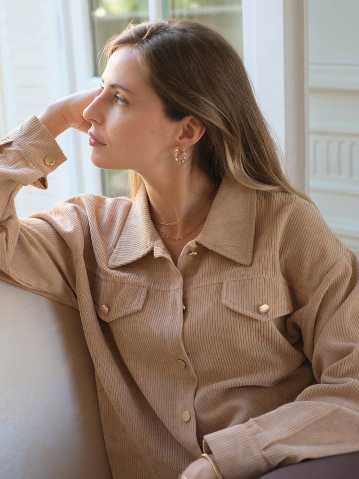 LOVIE & CO - Wholesale Outerwear - Maternity - Corduroy overshirt with patch pockets - 72926-LORIS5