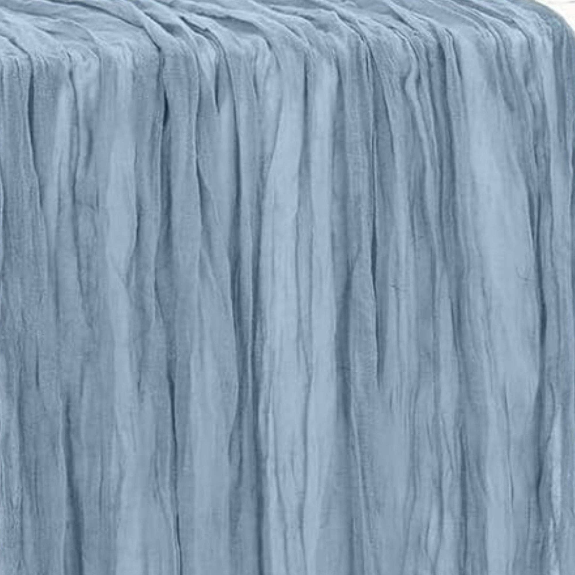YOUR CHAIR COVERS - Wholesale Table Runner - 35 in X 10 ft Gauze Cheesecloth Table Runner Dusty Blue3