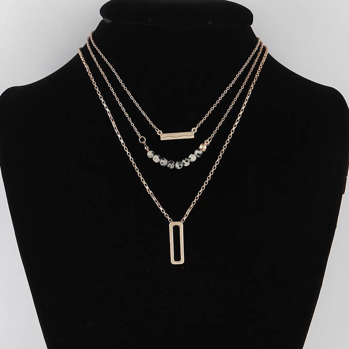 Multi Layered Bar Pendant Necklace for wholesale by 3AM BY H&D ACCESSORIES