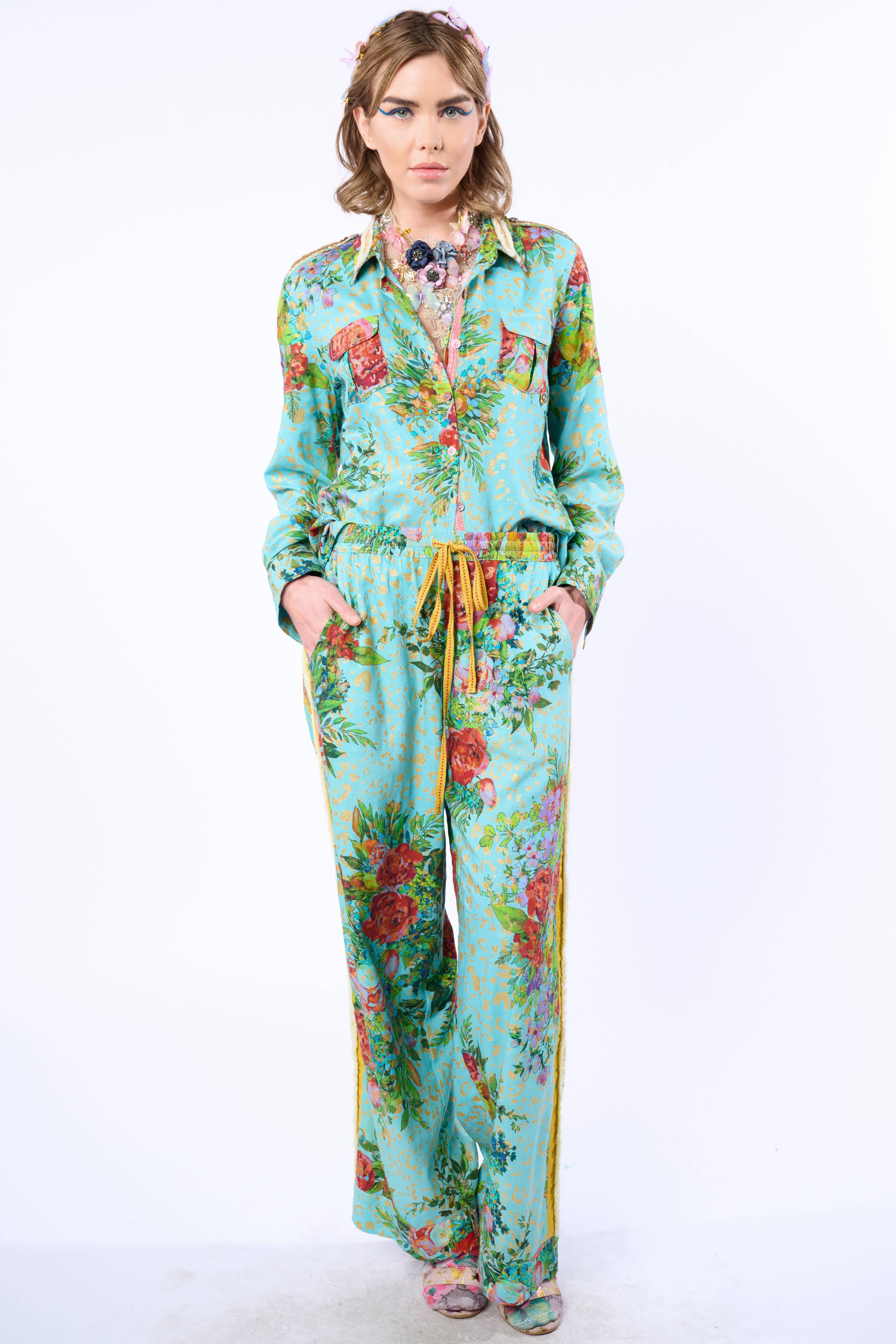 Imprimé Aqua Pantalon Cordelia en vente sur Faire0