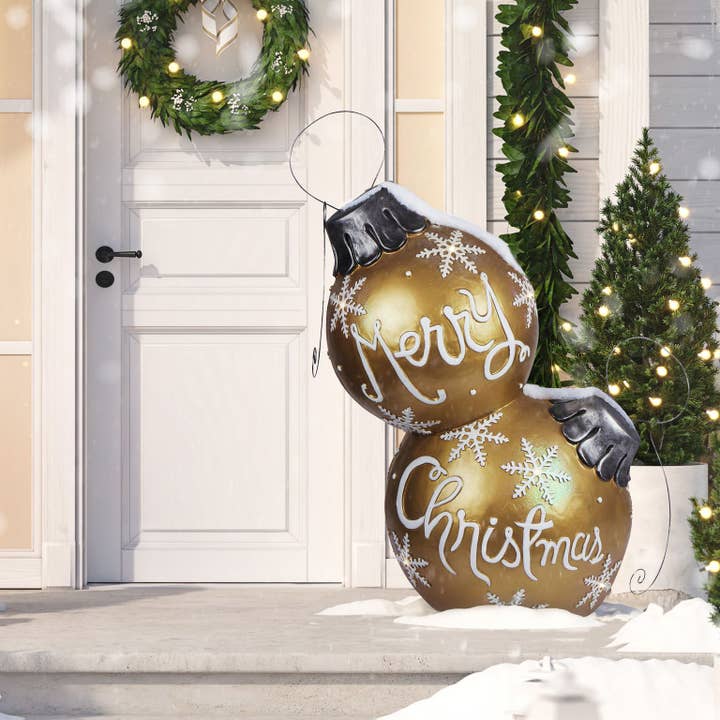 Alpine Corporation - Wholesale Christmas Decoration - Alpine Corporation Gold Merry Christmas Ornaments1