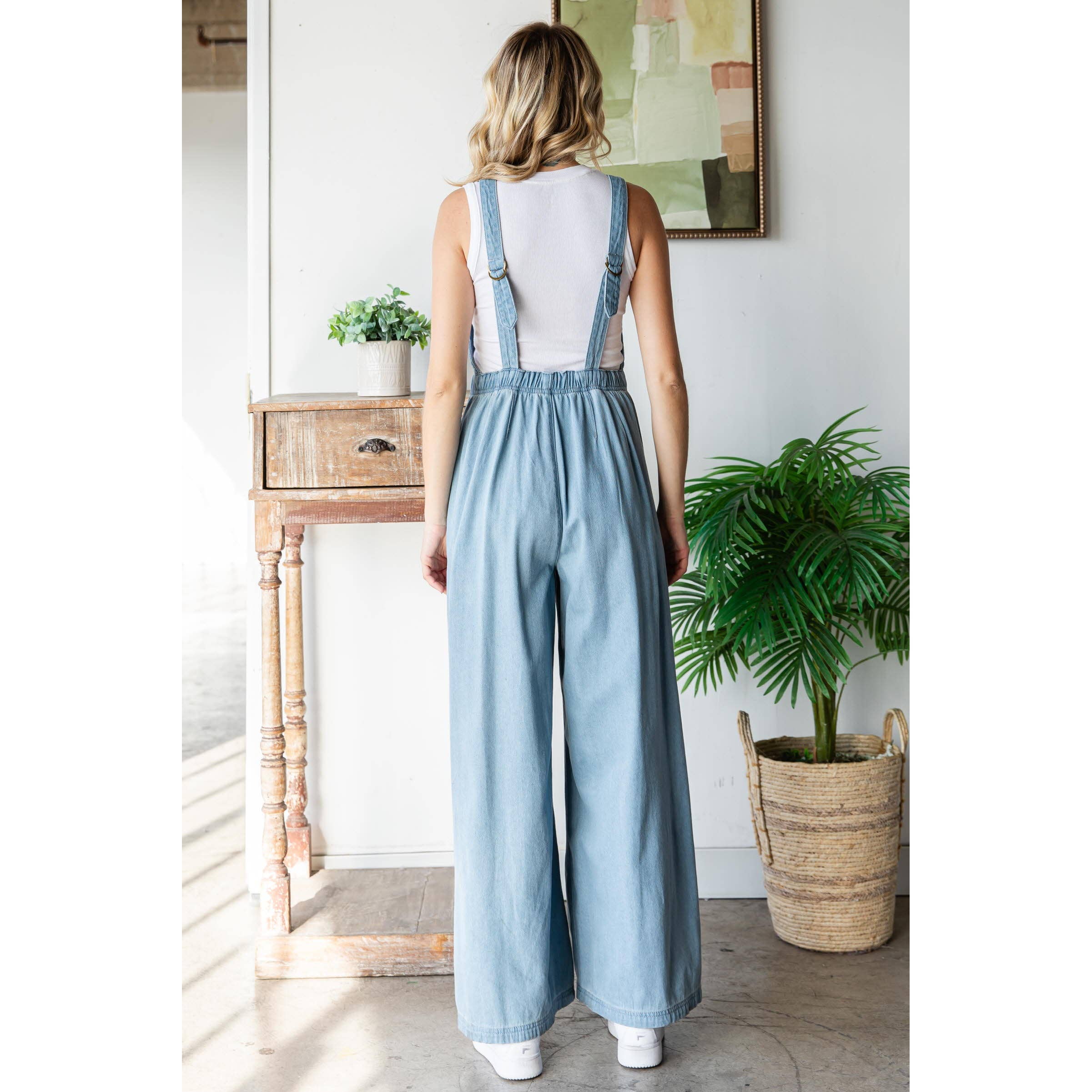 Veveret – Macacão - Mulher por atacado – Macacão de Ganga Plissado com Bolsos13