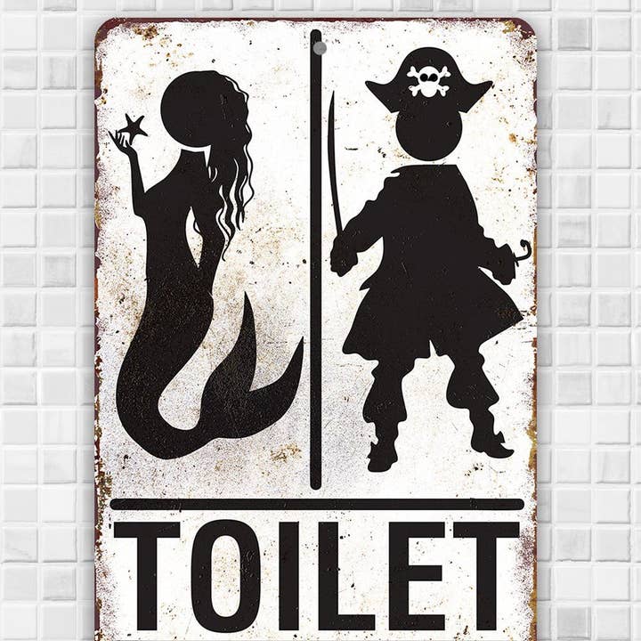Lone Star Art Metal Signs - Wholesale Bathroom Sign - Pirate Mermaid Toilet - Metal Sign9